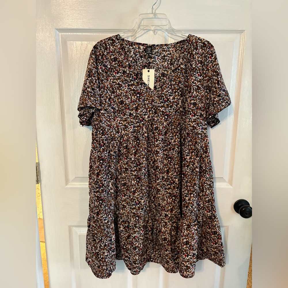 SHEIN Multicolor Floral V-Neck Dress